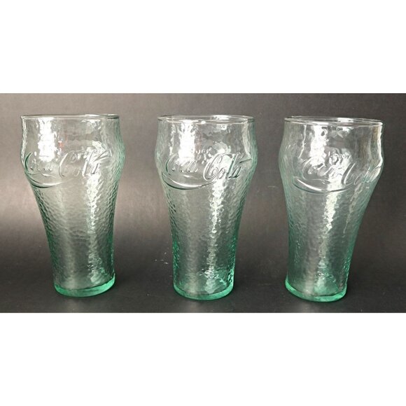 6 Coca Cola Coke Drinking Glasses Textured - Picture 3 of 4